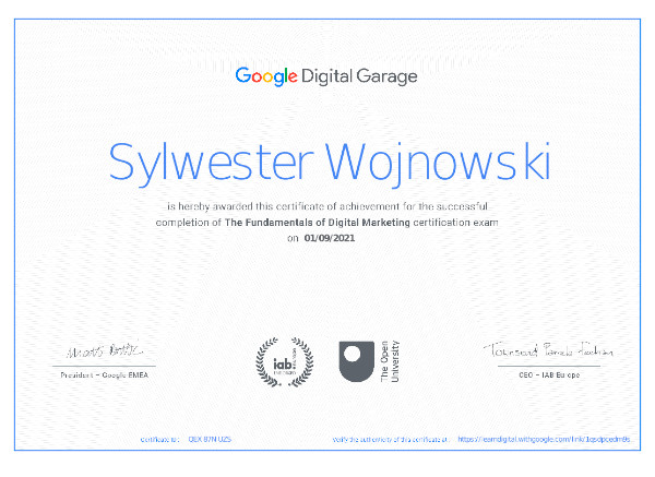 S.Wojnowski - Fundamentals of Digital Marketing Certificate
